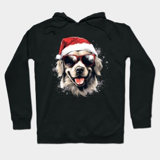 Magical Christmas Golden Retriever in the snow: cute four-legged friend with festive hat Hoodie